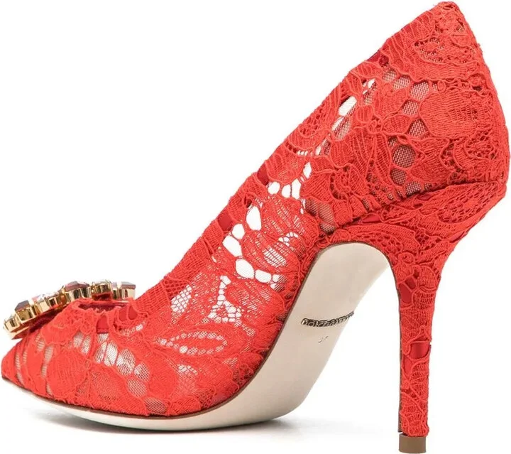 60mm Lace Rainbow brooch-detail pumps - Image 3