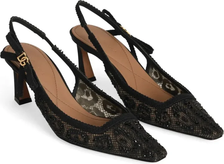 60mm Lace Slingback Pumps - Image 2