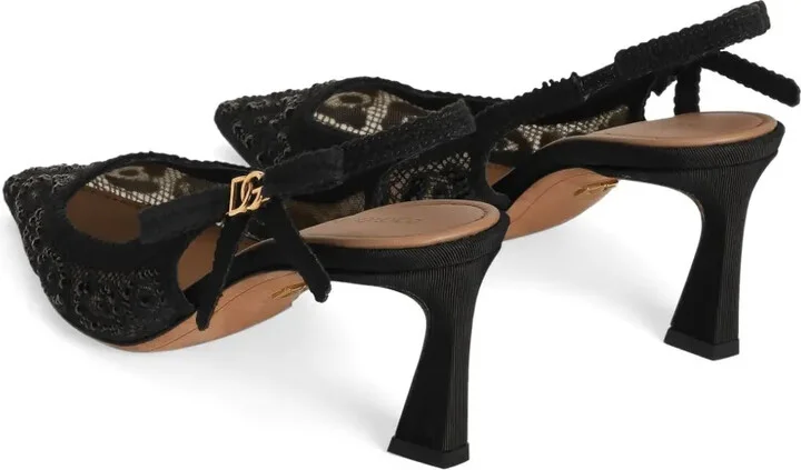 60mm Lace Slingback Pumps - Image 3