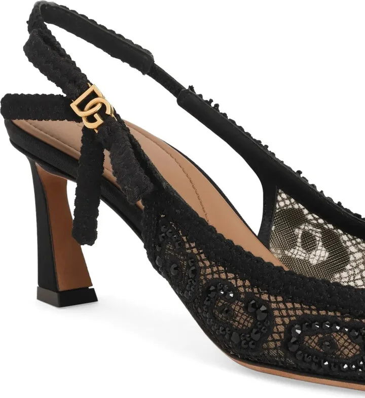 60mm Lace Slingback Pumps - Image 4