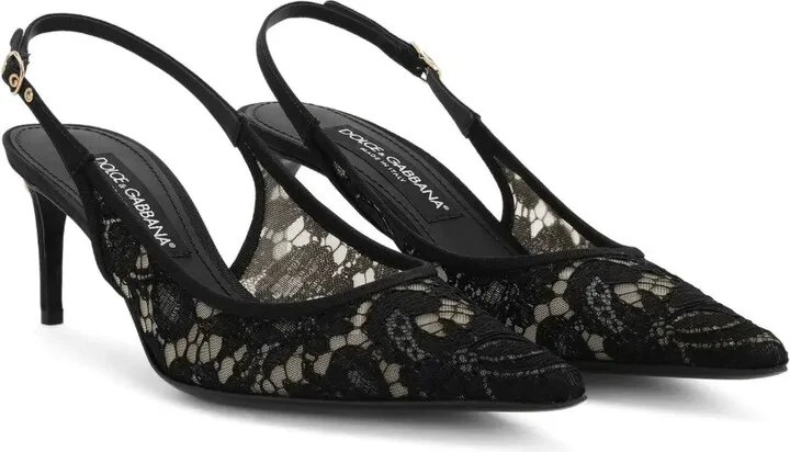 60mm Lace Slingback Pumps - Image 2