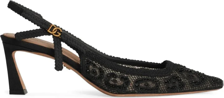 60mm Lace Slingback Pumps