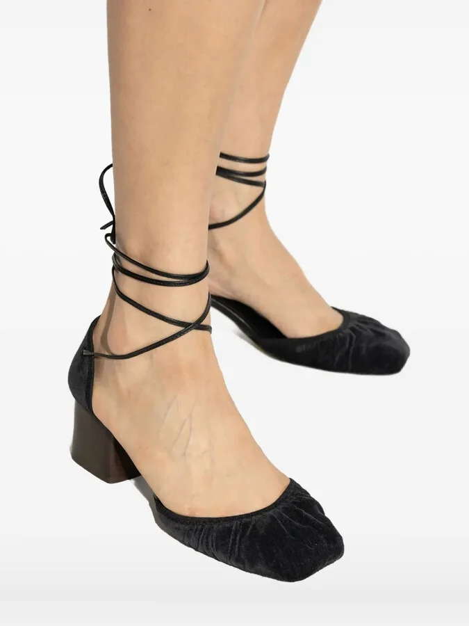 60mm Lace-Up Gathered Pumps - Image 5