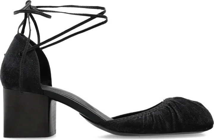 60mm Lace-Up Gathered Pumps