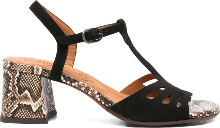 60mm Lareina leather T-bar block-heel sandals