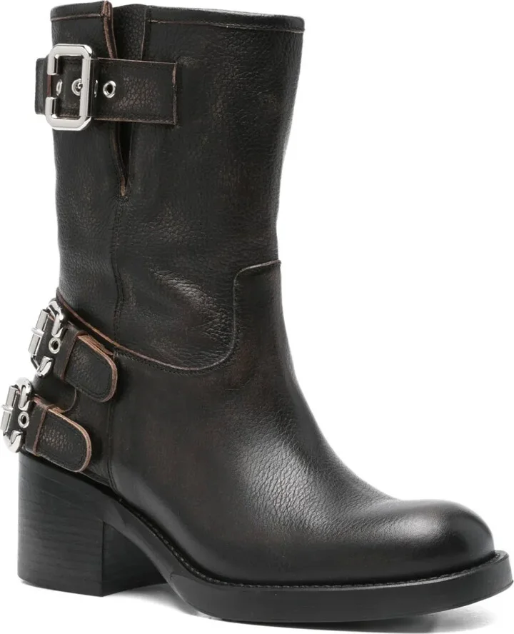 60mm Leather Biker Boots - Image 2
