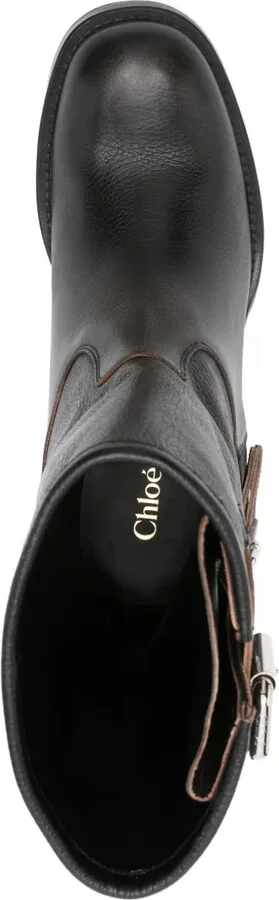 60mm Leather Biker Boots - Image 4