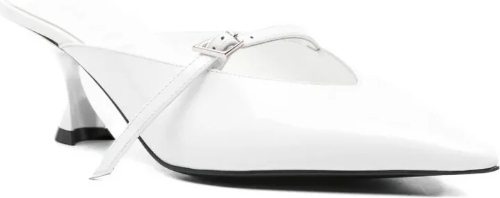 60mm Leather Buckled Heeled Mules - Image 2