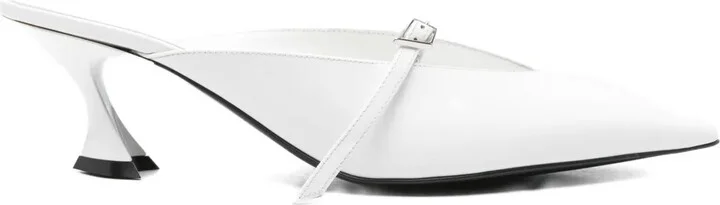 60mm Leather Buckled Heeled Mules