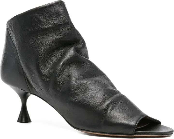 60mm Leather Open-Toe Heeled Boots - Image 2