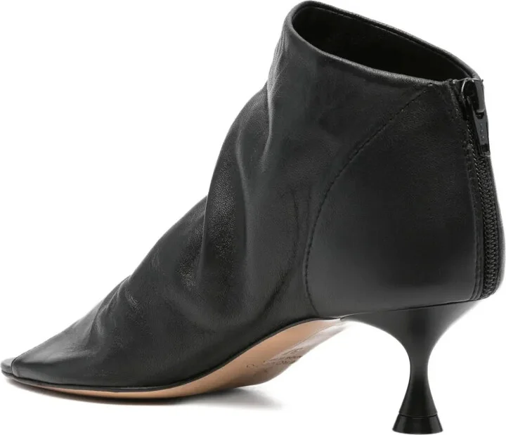 60mm Leather Open-Toe Heeled Boots - Image 3