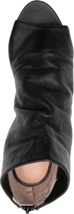 60mm Leather Open-Toe Heeled Boots - Image 4