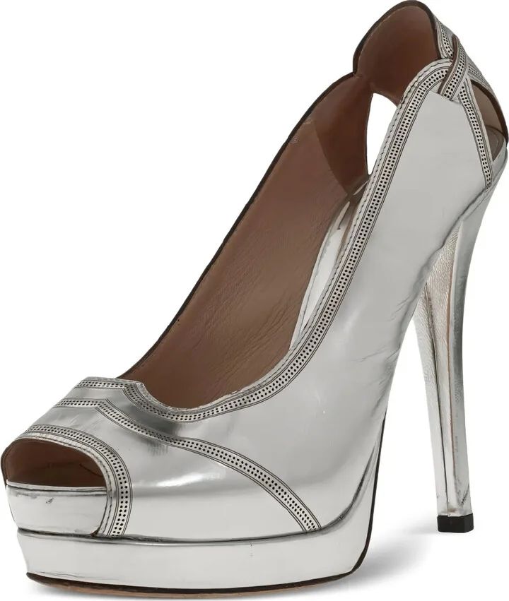 60mm Leather Peep-Toe Platform Pumps