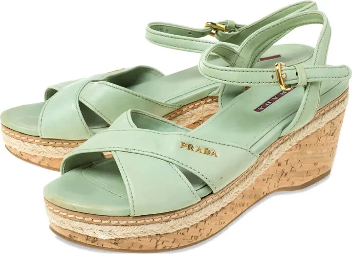 60mm Leather Wedge Sandals - Image 2