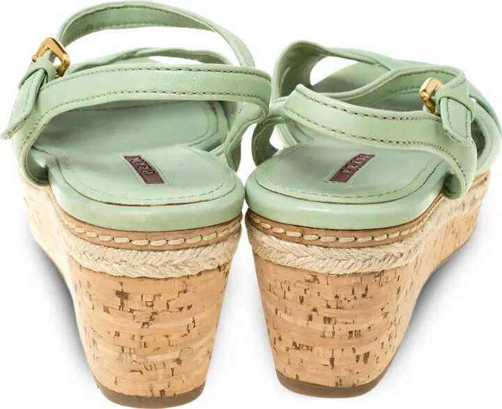 60mm Leather Wedge Sandals - Image 3