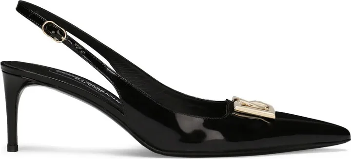 60mm Logo-Plaque Slingback Pumps