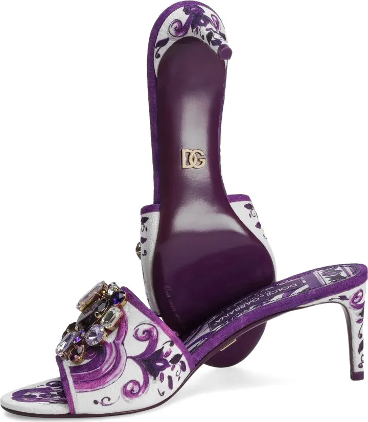 60mm Majolica-print mules - Image 4