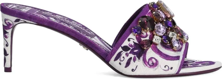 60mm Majolica-print mules