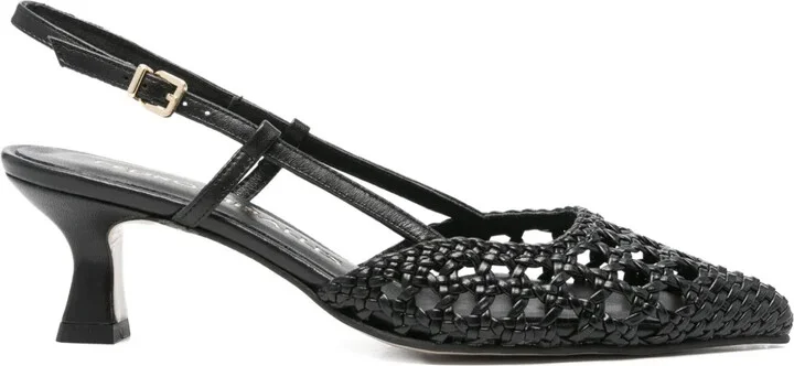 60mm Mantua woven slingback pumps