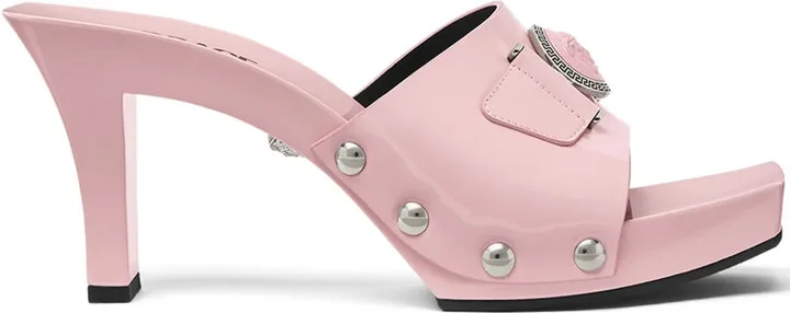60mm Medusa-buckle patent-leather clogs