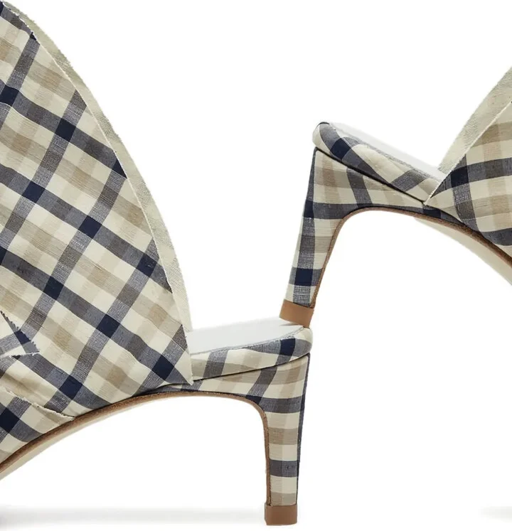 60mm Paulette bow gingham check mules - Image 3
