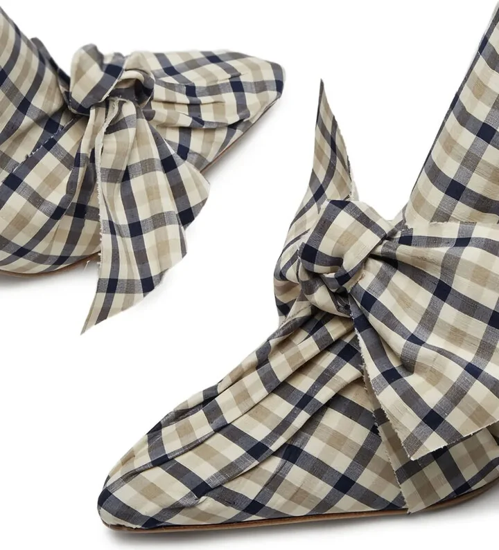 60mm Paulette bow gingham check mules - Image 4