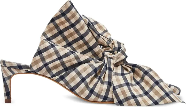 60mm Paulette bow gingham check mules