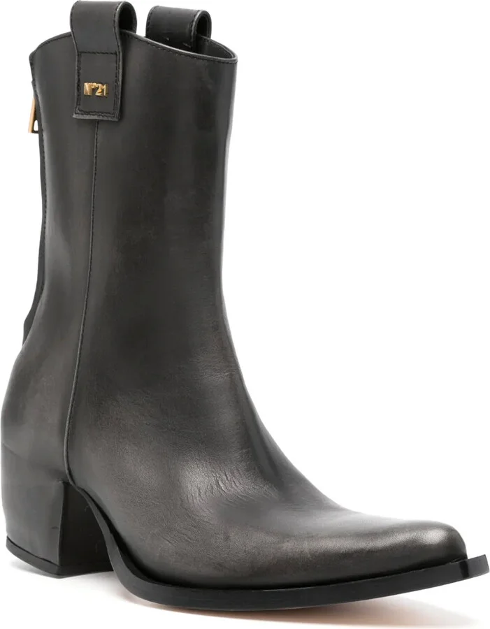 60mm Pointed-Toe Leather Ankle Boots - Image 2
