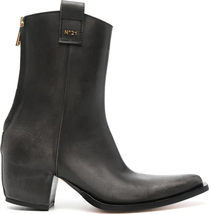 60mm Pointed-Toe Leather Ankle Boots