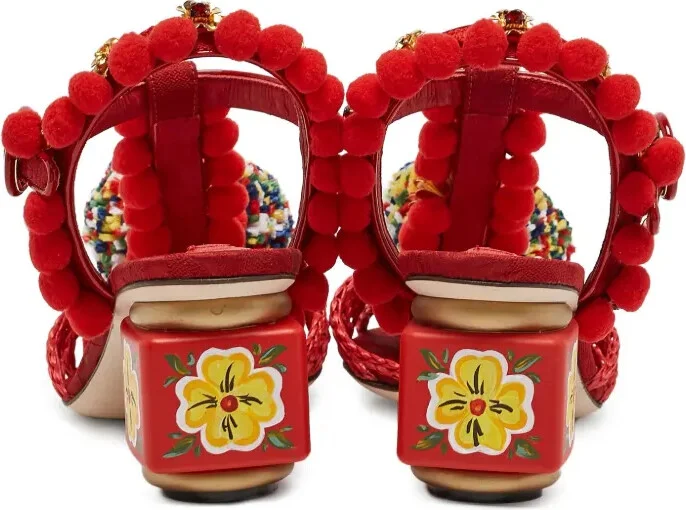 60mm Pom-pom raffia sandals - Image 4