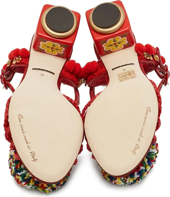 60mm Pom-pom raffia sandals - Image 5