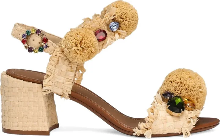 60mm Pompom-Detail Sandals