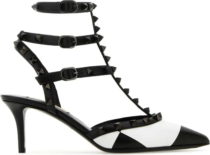 60mm Rockstud two-tone leather pumps