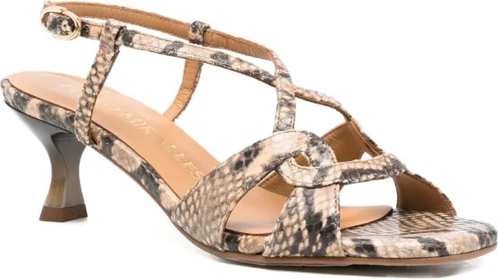 60mm Snakeskin-Effect Crisscross Sandals - Image 2
