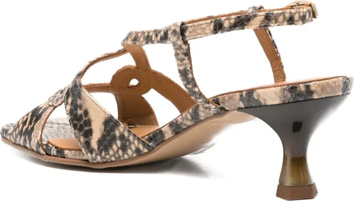 60mm Snakeskin-Effect Crisscross Sandals - Image 3