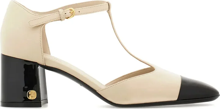 60mm T-strap leather pumps