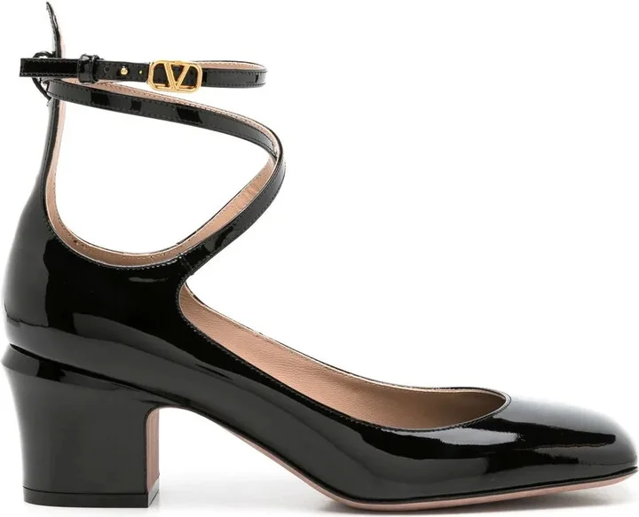 60mm Tan-Go patent-leather pumps
