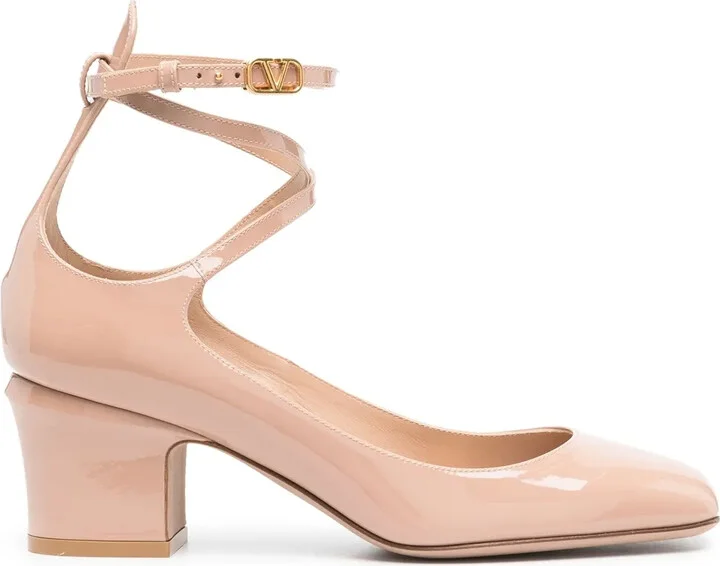 60mm Tan-Go patent leather pumps