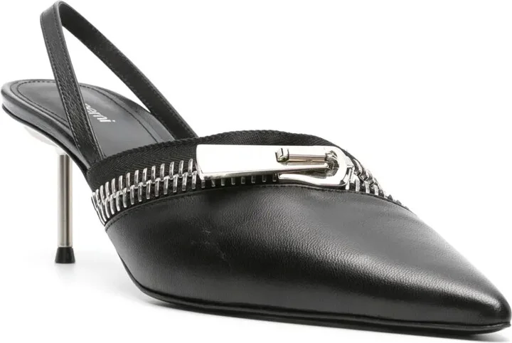 60mm Zip leather slingback pumps - Image 2