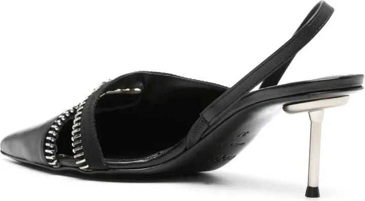 60mm Zip leather slingback pumps - Image 3