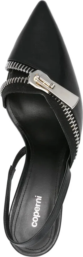 60mm Zip leather slingback pumps - Image 4