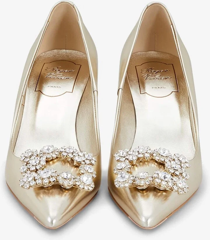 65 Crystal-Embellished Buckle Pumps in Nappa Leather - Image 2