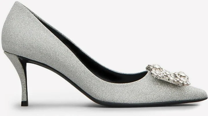 65 Crystal Flower Buckle Glitter Pumps