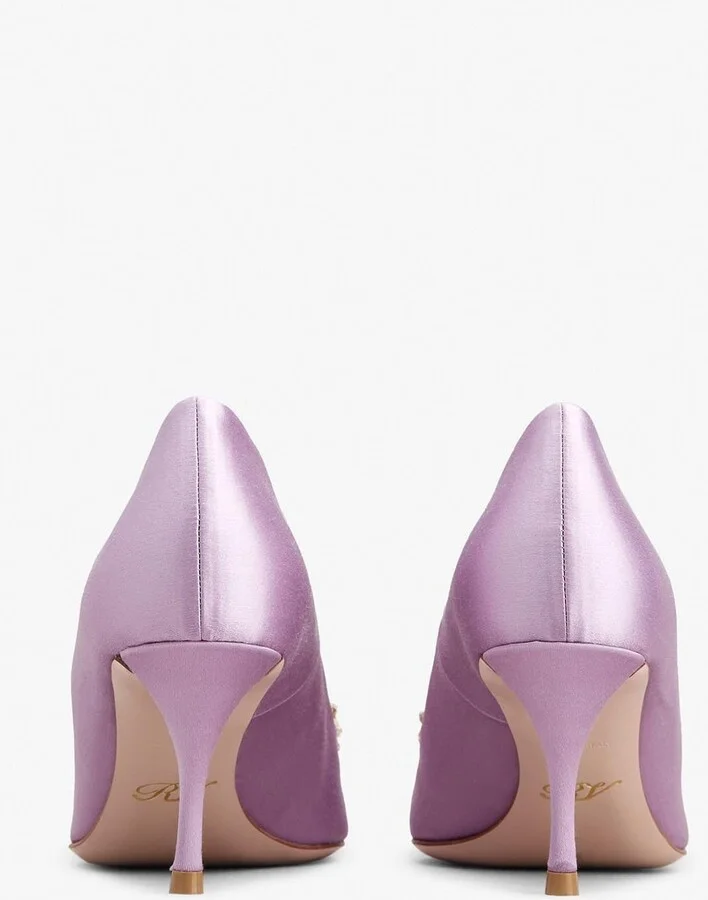 65 Flower Strass Buckle Pumps in Satin - Image 3