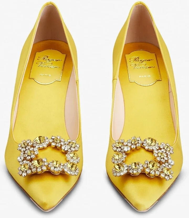 65 Flower Strass Buckle Pumps in Satin - Image 2