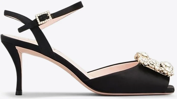 65 Flower Strass Diamond Buckle Satin Sandals