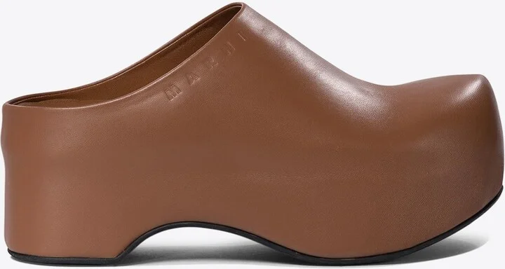 65 Leather Chunky Clog Mules