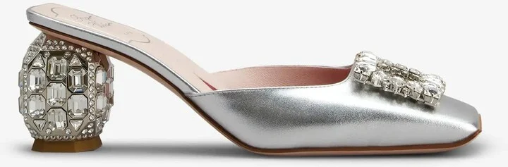 65 Rhinestone Buckle Mules in Leather
