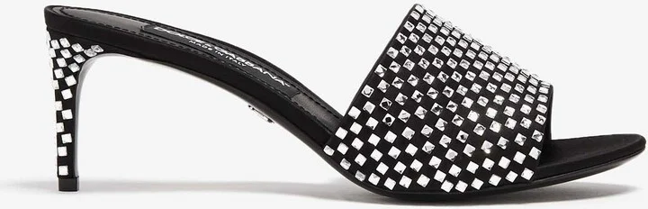 65 Rhinestone-Embellished Satin Mules