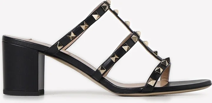 65 Rockstud Leather Mules